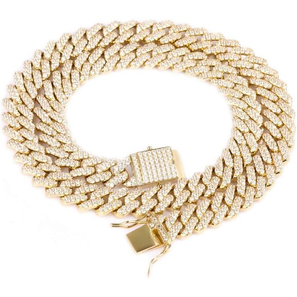 Hip Hop 14k Gold Plated Cuban Link Chain 18 Inch Unisex